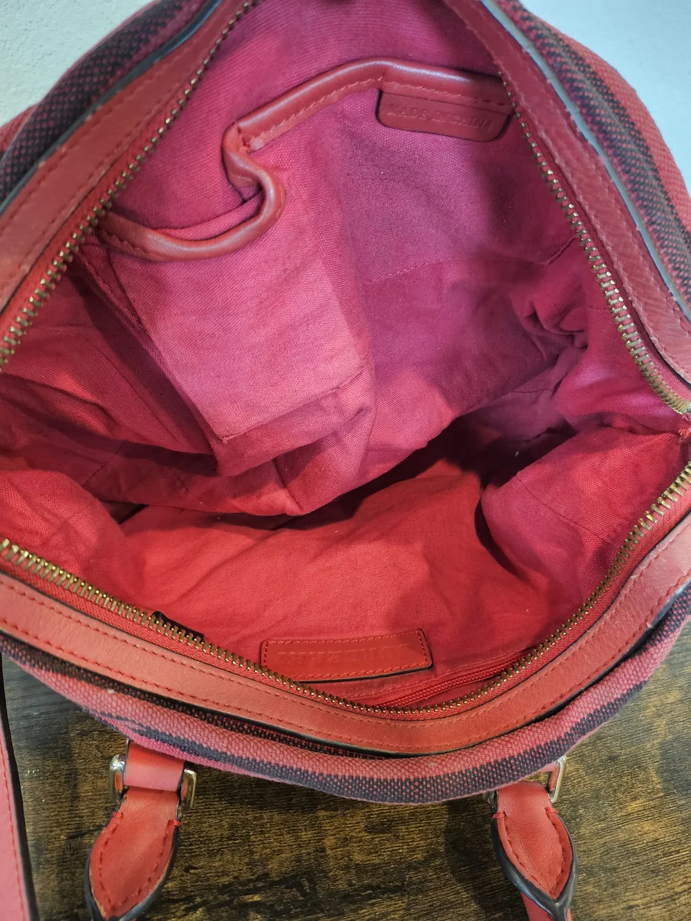 Burberry Canvas Stripe Mini Boston Bag